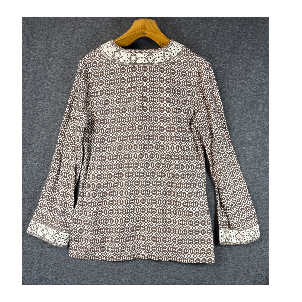 Tory Burch Linen Mirror Embellished Festive‎ Tunic Top Size 14 Boho Chic Luxury - Picture 4 of 12